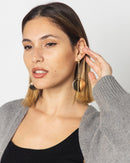 ROUND GOLDEN PLATE WITH CHAIN EARRINGS 2034 - حلق