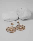 PEARL ROUND CIRCULAR WIRE DESIGN EARRINGS 2197 - حلق