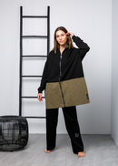 FRONT FULL ZIP CHECKED WAISTED TOP W/STRAIGHT CUT PANT ACTIVEWEAR 2262 - ملابس رياضية