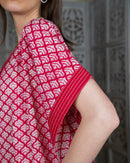 Oversized V-neck embroidered design cotton kaftan 2589 - قفطان