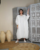 Oversized kaftan with embroidered shoulder and front lace design, gathered design inner with sleeveless 2900 - قفطان