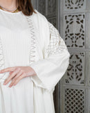 Oversized kaftan with embroidered shoulder and front lace design, gathered design inner with sleeveless 2588 - قفطان