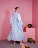 Oversized kaftan with embroidered shoulder and front lace design, gathered design inner with sleeveless 2588 - قفطان