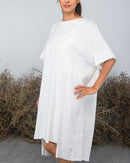 OVERSIZED ROUND NECK W/FRONT POCKET DESIGN COTTON DRESS 2383 - فستان