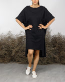OVERSIZED ROUND NECK W/FRONT POCKET DESIGN COTTON DRESS 2383 - فستان