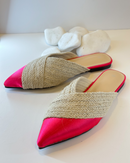 Point Toe linen Flat Mules 2648 - حذاء