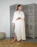 Oversized Collar design with front full stylish buttons, Embroidered shoulder and wide cuff cotton kaftan 2620 - قفطان