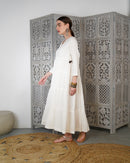 V-neck stylish kaftan with front Cross buttons and waist gathered style, half quarter sleeves cotton kaftan 2617 - قفطان