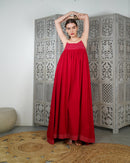 Open Shoulder with attached ropes and front embroidered Klosh design cotton kaftan 2618 - قفطان