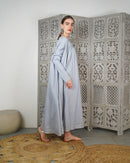 Embroidered V-Shape collar design with buttons, Klosh design with long sleeves cotton kaftan 2615 - قفطان