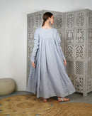 Embroidered V-Shape collar design with buttons, Klosh design with long sleeves cotton kaftan 2615 - قفطان