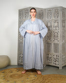 Top Oversized Back embroidered design with front gathered style, Round neck inner with sleeveless cotton kaftan 2621 - قفطان