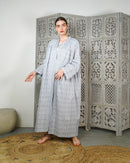 Top Oversized Back embroidered design with front gathered style, Round neck inner with sleeveless cotton kaftan 2621 - قفطان