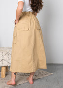 GATHERED WAIST TIE SIDE POCKET SKIRT 2247 - تنورة