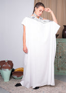 LINEN LOOSE KAFTAN ONE SIDE OPEN SHOULDER W/EMBROIDERED 2292 - قفطان