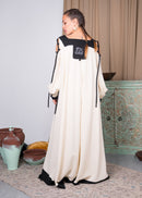 OPEN SHOULDER W/ROPE GATHERED SLEEVES BACK EMBROIDERED KAFTAN 2289 - قفطان