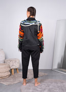 COLORFULL SHOELACE  DESIGN FRONT BUTTONED CUFF SLEEVES JACKET 2279 - جاكيت