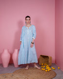 Klosh Design with front embroidered and style buttons, half quarter sleeves cotton kaftan 2613 - قفطان