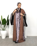 OVERSIZED EMBROIDERED BROWN BISHT 2504 - بشت