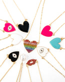 SOLID COLOR HEART GOLD PLATED NECKLACE 2480 - قلادة