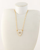 SOLID HEART EVIL EYE STONE-CRYSTAL GOLD PLATED NECKLACE 2479 - قلادة