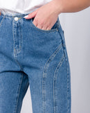 Raw Trimmed Wide Leg Jeans 2695 - بنطلون
