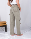 High Waist Raw trim wide leg jeans 2694 - بنطلون