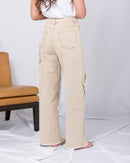 High Waist Raw trim wide leg jeans 2694 - بنطلون