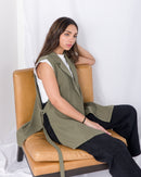 Buckled slit side single button Vest 2696 - فست