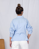 Solid Drop shoulder button front pocket Patched Shirts 2708 - بلوزة