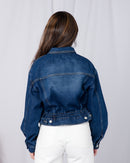 Flap Pocket drop shoulder drawstring waist denim jacket 2687 - جاكيت