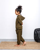 UNISEX SOLID COLOR HOODIE W/GATHERED BOTTOM PANT KIDS ACTIVEWEAR 2339 - ملابس اطفال رياضية