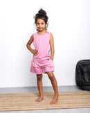 ROUND NECK SLEEVELESS W/ELASTIC WAISTED SHORT KIDS ACTIVEWEAR 2344 - ملابس اطفال رياضية