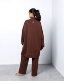 HIGH NECK FRONT CHECKED WAISTED  W/ STRAIGHT CUT PANTS ACTIVEWEAR 2565 - ملابس رياضية