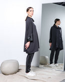 Oversized High neck design with short leather sleeves, Regular fit pants with leather design Activewear2581 - ملابس رياضية