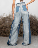 HIGH WAISTED DUO RIPPED STYLISH JEANS 2407 - بنطلون