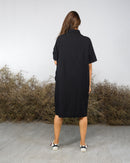 COLLAR PLAIN BUTTONED W/FRONT BIG POCKET COTTON DRESS 2397 - فستان