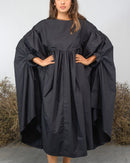 OVERSIZED WAISTED GATHERED BAT WING ELBOW SLEEVES DRESS 2413 - فستان