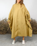 OVERSIZED GATHERED NECK BAT SLEEVES DRESS 2404 - فستان