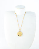 MULTI COLOR ROUND EVIL EYE SHAPED GOLD PLATED NECKLACE 2445 - قلادة
