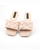 LIGHTWEIGHT OPEN TOE LEATHER CHECKED PATTERN SLIPPERS 2426 - صندل
