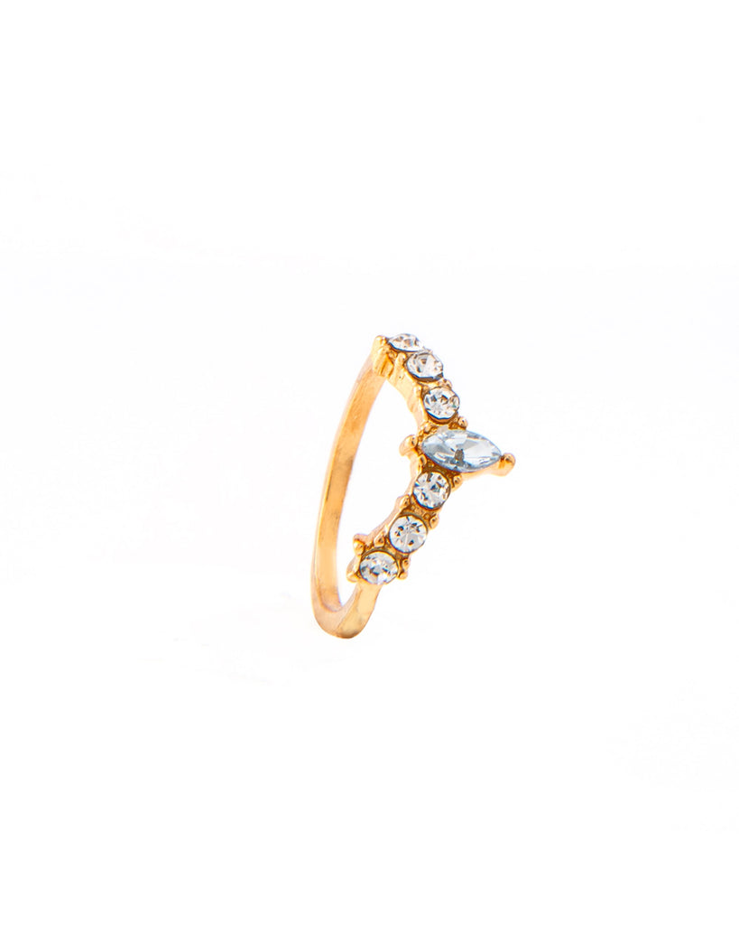 UNIQUE CROWN CRYSTAL GOLD PLATED RING 2464 - قلادة