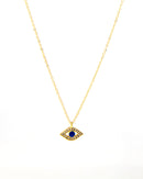 CRYSTAL LAYERED BLUE EYE GOLD PLATED PENDANT NECKLACE 2438 - قلادة