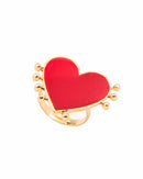 RED HEART SHAPED GOLD PLATED RING 2450 - خاتم
