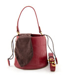 ROUND TWIN HANDLES LINING PATTERN LEATHER HAND BAG 2418 - حقيبة