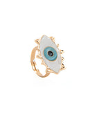 EVIL EYE SHAPED GOLD PLATED RING 2452 - خاتم